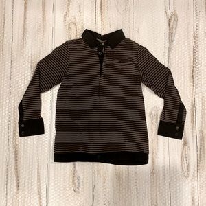 Jean Bourget boys collared polo top. Size 6. Black and seal. 100% cotton.